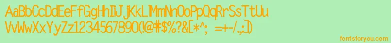 フォントMorker – オレンジの文字が緑の背景にあります。