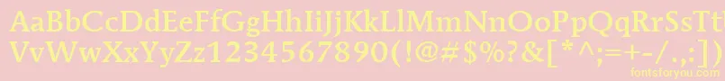 ItcMendozaRomanLtMedium-Schriftart – Gelbe Schriften auf rosa Hintergrund