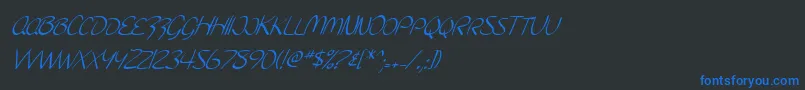 Lisätietoja SfBurlingtonScriptScItalic-fontista SfBurlingtonScriptScItalic-fontti – siniset fontit mustalla taustalla
