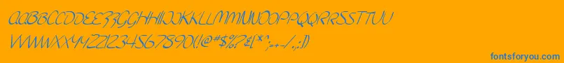 SfBurlingtonScriptScItalic Font – Blue Fonts on Orange Background