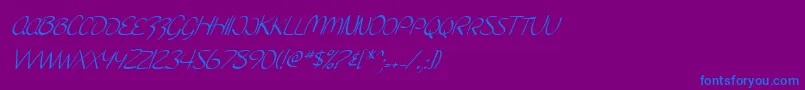 Шрифт SfBurlingtonScriptScItalic – синие шрифты на фиолетовом фоне