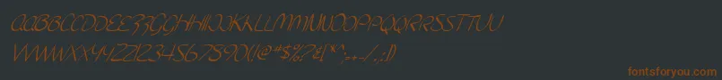 フォントSfBurlingtonScriptScItalic – 黒い背景に茶色のフォント