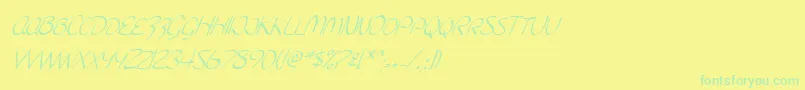 SfBurlingtonScriptScItalic-Schriftart – Grüne Schriften auf gelbem Hintergrund