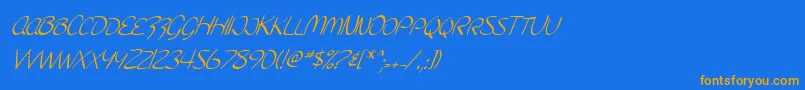 Police SfBurlingtonScriptScItalic – polices orange sur fond bleu