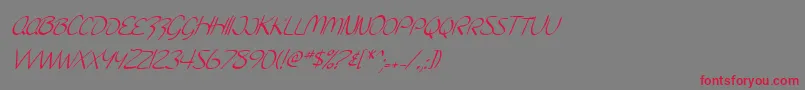 Fonte SfBurlingtonScriptScItalic – fontes vermelhas em um fundo cinza