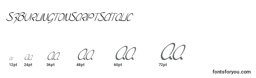 Размеры шрифта SfBurlingtonScriptScItalic