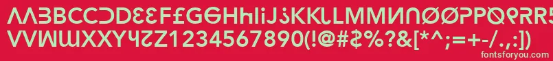 フォントHacka – 赤い背景に緑の文字