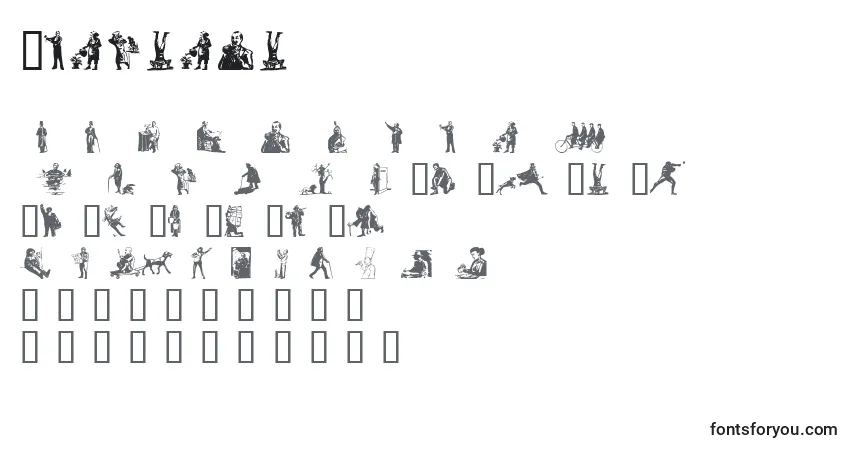 Czcionka Whimsies – alfabet, cyfry, specjalne znaki
