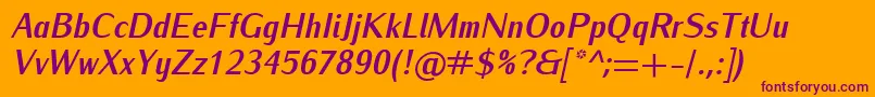 IwonacondBolditalic Font – Purple Fonts on Orange Background