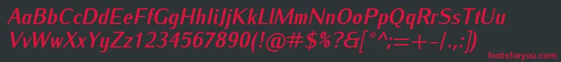 IwonacondBolditalic Font – Red Fonts on Black Background