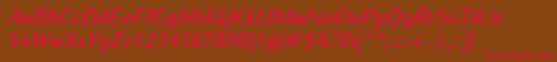 IwonacondBolditalic Font – Red Fonts on Brown Background