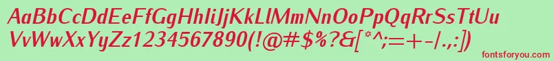 IwonacondBolditalic Font – Red Fonts on Green Background
