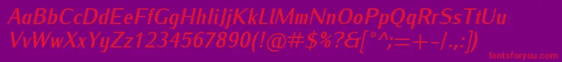 IwonacondBolditalic Font – Red Fonts on Purple Background