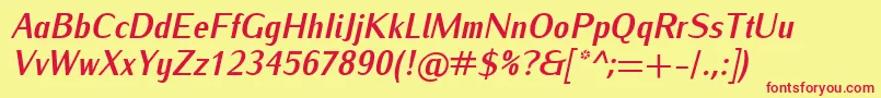 IwonacondBolditalic Font – Red Fonts on Yellow Background