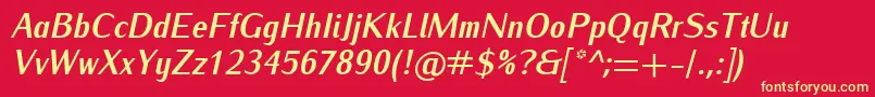IwonacondBolditalic Font – Yellow Fonts on Red Background