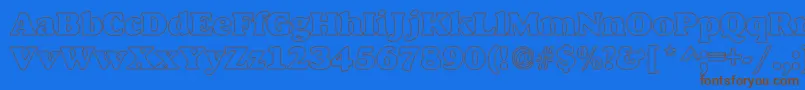 AlfredoHeavyHollow Font – Brown Fonts on Blue Background