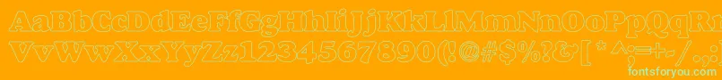 AlfredoHeavyHollow Font – Green Fonts on Orange Background