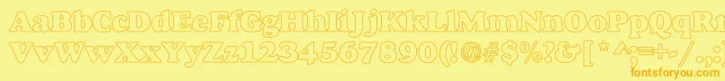 AlfredoHeavyHollow Font – Orange Fonts on Yellow Background