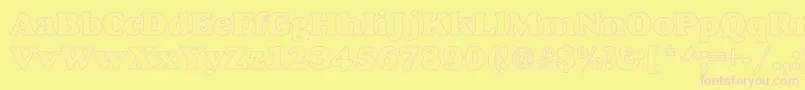 AlfredoHeavyHollow Font – Pink Fonts on Yellow Background