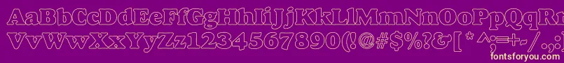 AlfredoHeavyHollow Font – Yellow Fonts on Purple Background