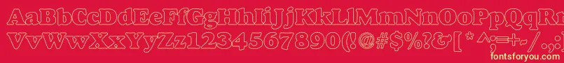 AlfredoHeavyHollow Font – Yellow Fonts on Red Background