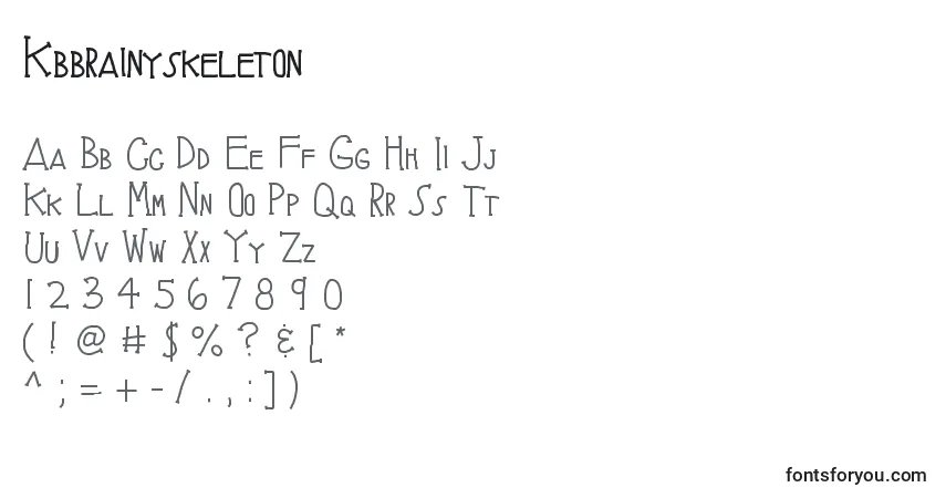 Czcionka Kbbrainyskeleton – alfabet, cyfry, specjalne znaki