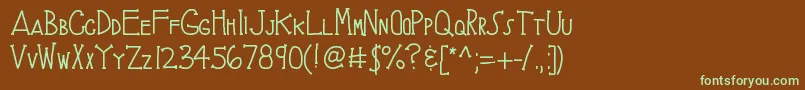 Kbbrainyskeleton Font – Green Fonts on Brown Background