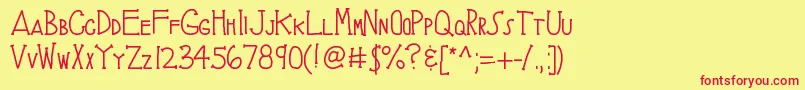 Kbbrainyskeleton Font – Red Fonts on Yellow Background