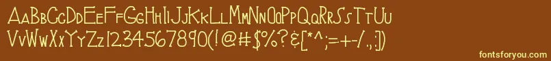 Kbbrainyskeleton Font – Yellow Fonts on Brown Background
