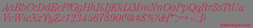 ValenciaXlightita Font – Red Fonts on Gray Background