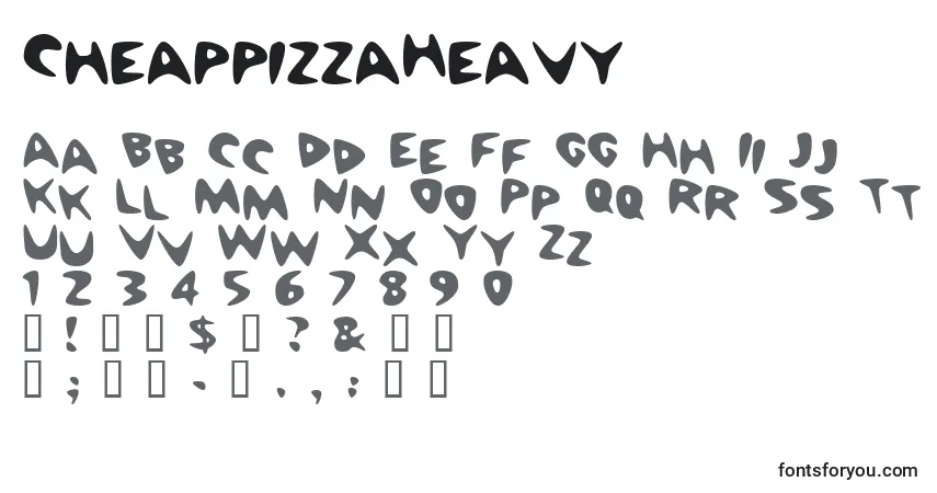 A fonte CheappizzaHeavy – alfabeto, números, caracteres especiais