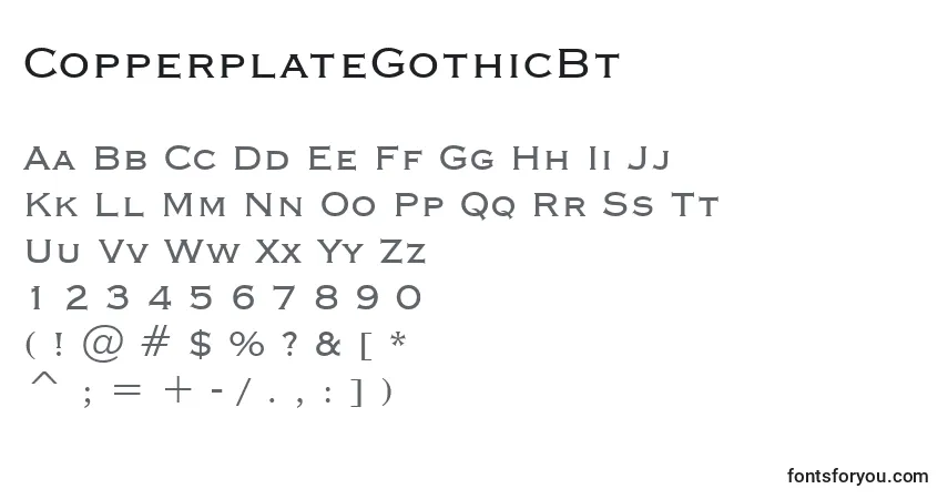 Czcionka CopperplateGothicBt – alfabet, cyfry, specjalne znaki