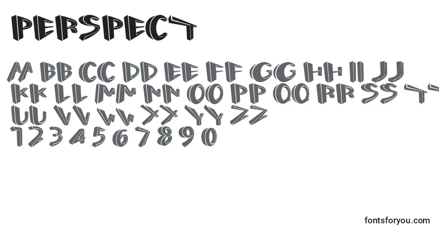 Perspect-fontti – aakkoset, numerot, erikoismerkit