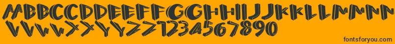 Perspect-Schriftart – Schwarze Schriften auf orangefarbenem Hintergrund