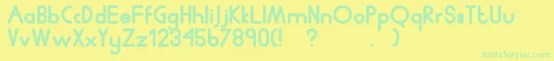Humanp.JChubby Font – Green Fonts on Yellow Background