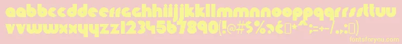 KnuckledownRegular-Schriftart – Gelbe Schriften auf rosa Hintergrund