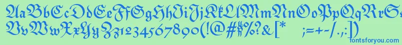 MonarchiaBold-Schriftart – Blaue Schriften auf grünem Hintergrund