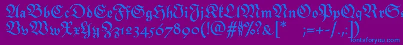 MonarchiaBold-Schriftart – Blaue Schriften auf violettem Hintergrund