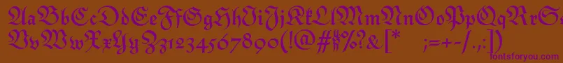 MonarchiaBold-Schriftart – Violette Schriften auf braunem Hintergrund
