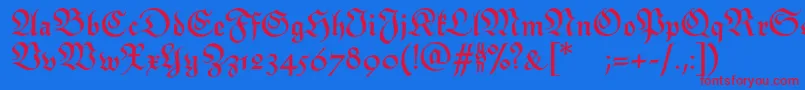 MonarchiaBold Font – Red Fonts on Blue Background