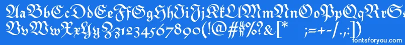 MonarchiaBold-Schriftart – Weiße Schriften auf blauem Hintergrund