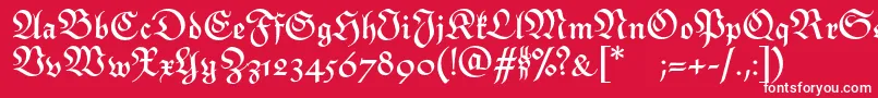 MonarchiaBold-Schriftart – Weiße Schriften auf rotem Hintergrund