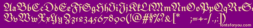 Fonte MonarchiaBold – fontes amarelas em um fundo roxo