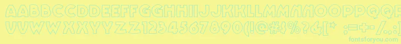 Fonte Vinnie – fontes verdes em um fundo amarelo