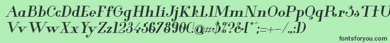 フォントGlamorBoldItalic – 緑の背景に黒い文字