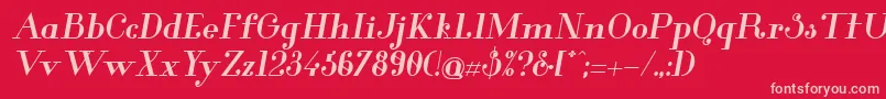 GlamorBoldItalic Font – Pink Fonts on Red Background