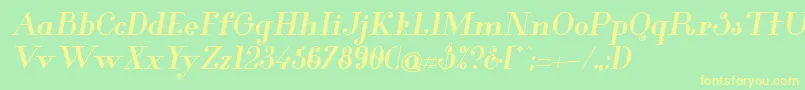 GlamorBoldItalic Font – Yellow Fonts on Green Background