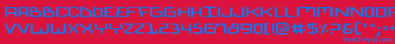 Biocomv2e-Schriftart – Blaue Schriften auf rotem Hintergrund