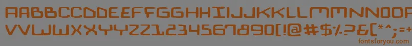 フォントBiocomv2e – 茶色の文字が灰色の背景にあります。