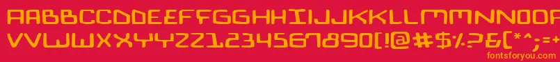 フォントBiocomv2e – 赤い背景にオレンジの文字